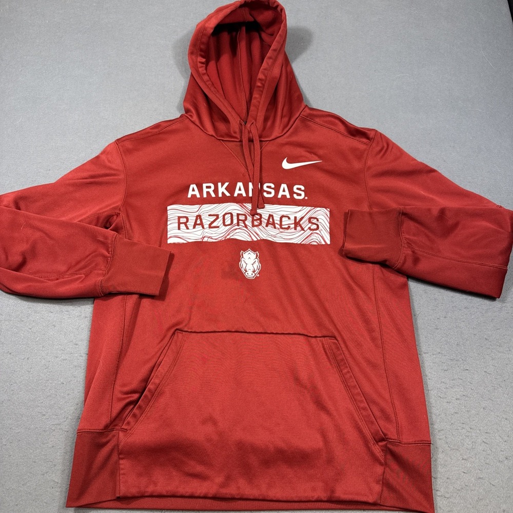 Arkansas Razorback Hoodie Mens MEDIUM Hooded Sweatshirt Pullover VTG Nike